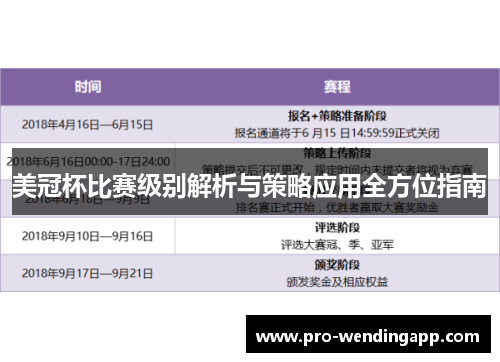 美冠杯比赛级别解析与策略应用全方位指南